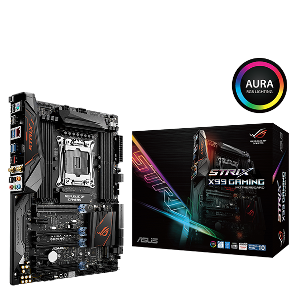 ROG Strix X99 Gaming主機板搭載卓越的OC Socket與五向全方位優化技術，以及Aura RGB燈光模組，可營造繽紛視覺感官，在打造專屬個人風格電腦時更隨心所欲。