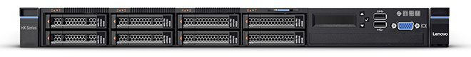 This image shows the Lenovo HX Series 3310-F Appliance in a straight-on front view